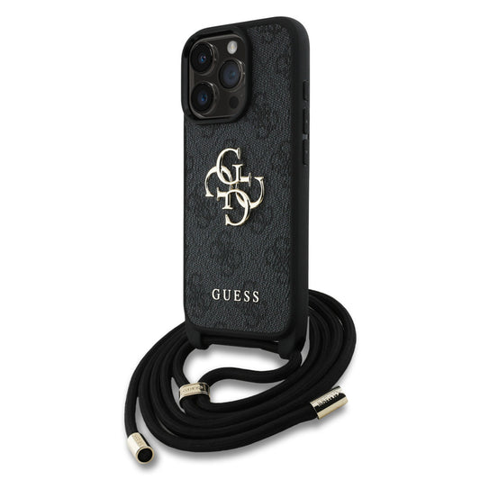 Guess Crossbody Hülle mit Band für iPhone 16 – 4G Logo Design