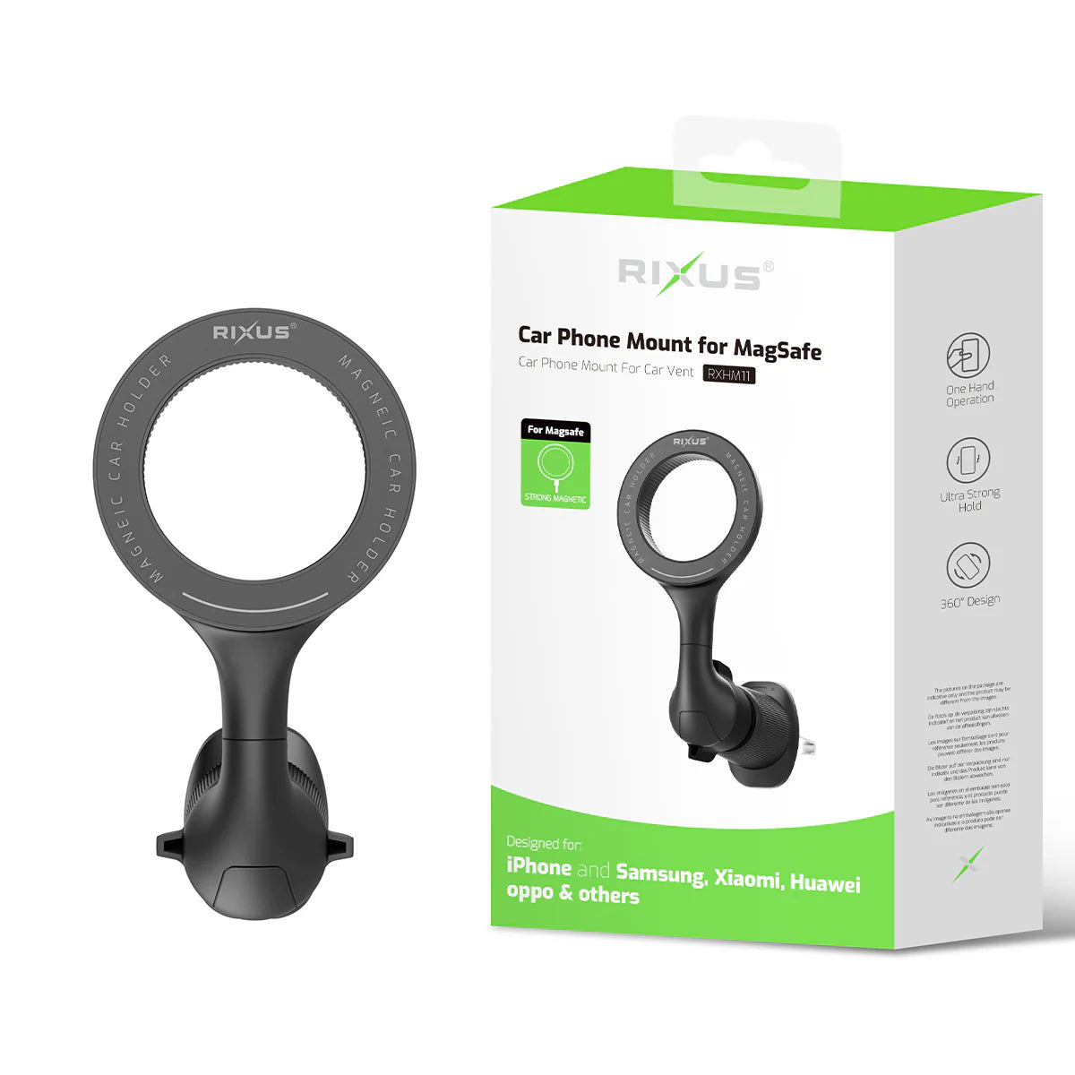 Rixus RXHM11 Auto-Handyhalterung – MagSafe kompatibel