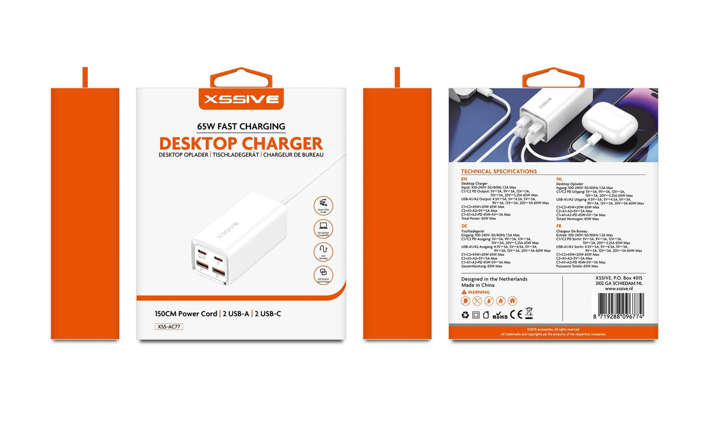 Xssive XSS-AC77 65 W Desktop Schnellladegerät – Weiß