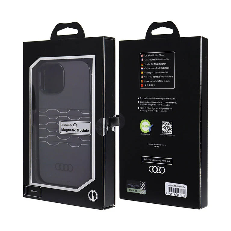 Audi iPhone 15 Back-Cover Hülle - IML Case - Magsafe - Profil - Schwarz