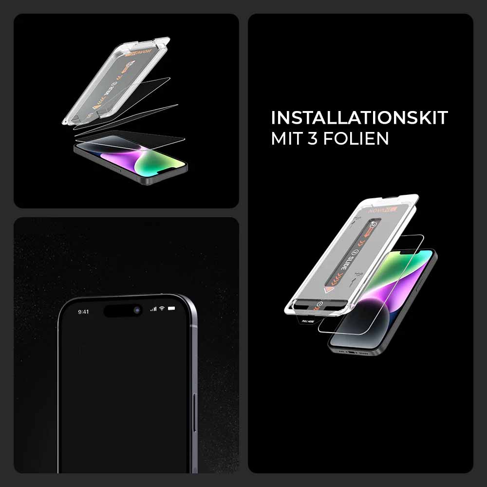 3-in-1 Schutzfolie Displayschutz inkl. Montagerahmen