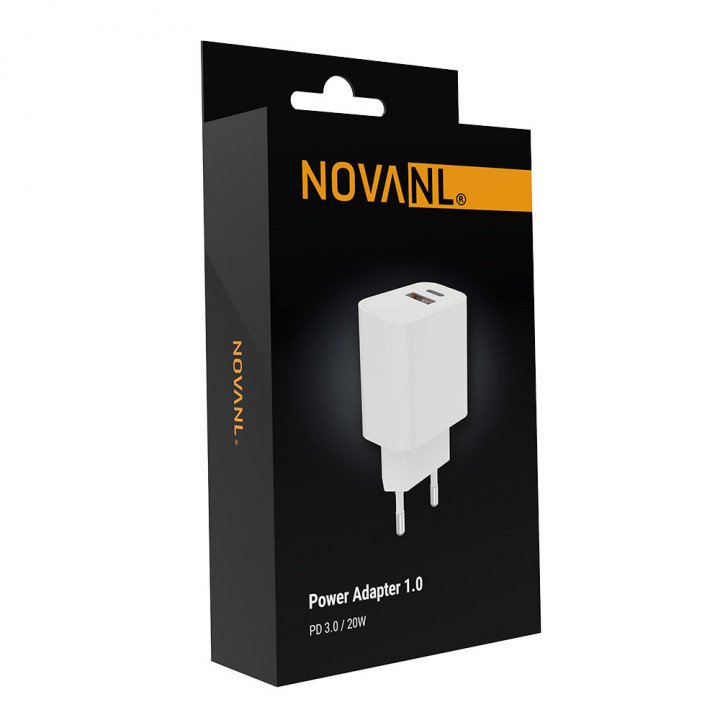 NOVANL ProCharge 20W Dual Port (USB-A & USB-C) Wall Charger White