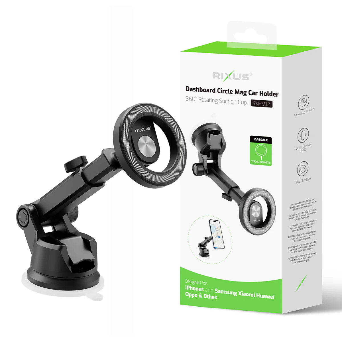 Rixus RXHM12 Dashboard Circle MagSafe Auto-Halterung