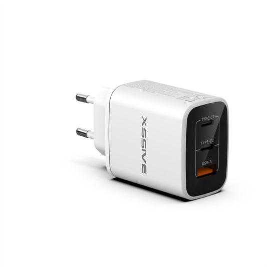 Xssive GaN 67W PDW Schnellladegerät USB-A + 2×USB-C – Weiß