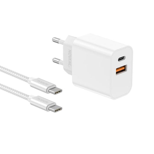 NOVANL ProCharge 20W Dual Port – Kompaktes Ladegerät mit USB-A & USB-C inkl. SpeedCharge Kabel