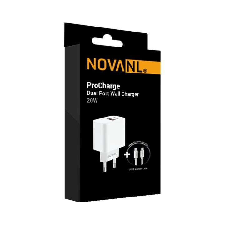 NOVANL ProCharge 20W Dual Port – Kompaktes Ladegerät mit USB-A & USB-C inkl. SpeedCharge Kabel
