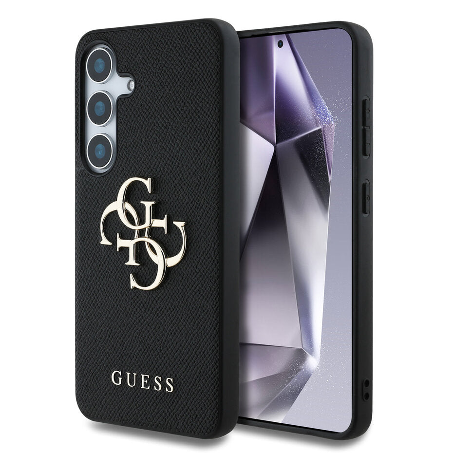 Guess Backcover für Galaxy S25 – Schwarz mit 4G-Logo & strukturierter Oberfläche
