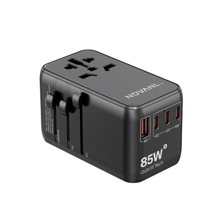 NOVANL WorldCharge Pro 85W – Reiseadapter & Schnellladegerät mit USB-C für weltweite Nutzung