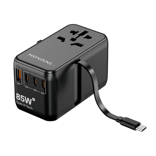NOVANL WorldCharge Pro 85W – Reiseadapter & Schnellladegerät mit USB-C für weltweite Nutzung