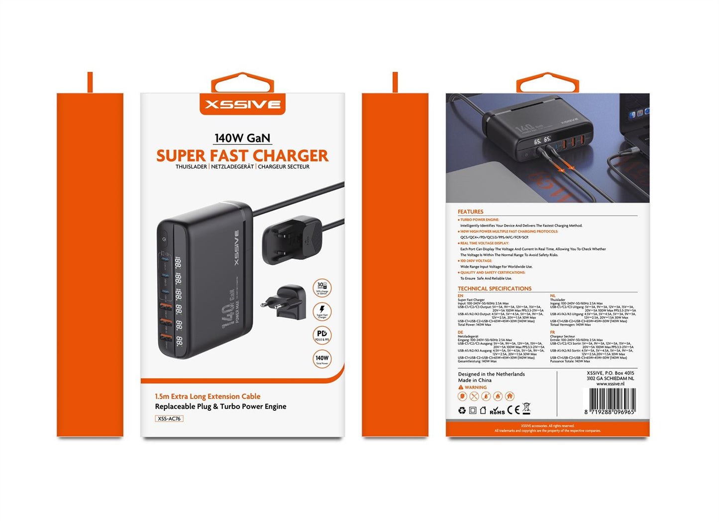 Xssive Super Fast Charger 140 W GaN – Schwarz